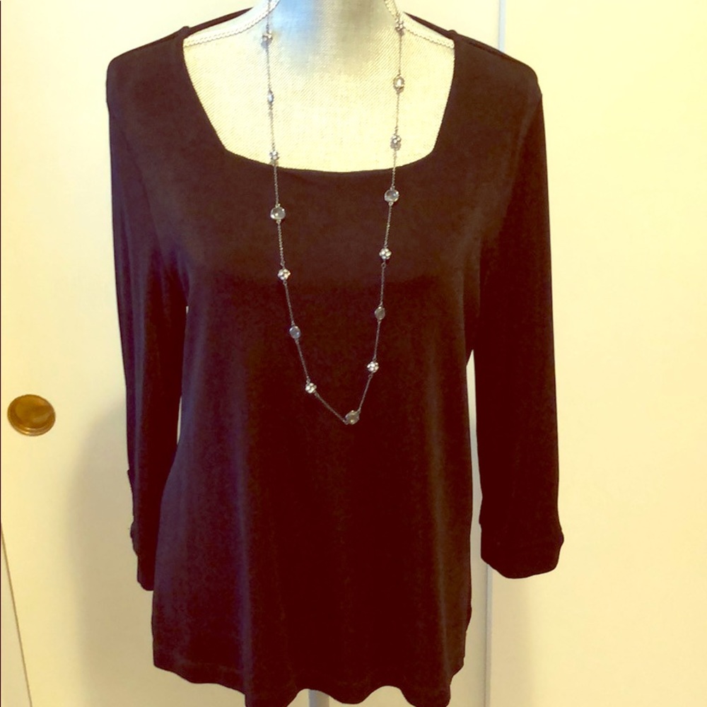 Chico’s black square neck 3/4 sleeve top